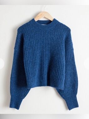 & Other Stories Alpaca Wool Blend Ribbed Balloon Sleeve Sweater size XS